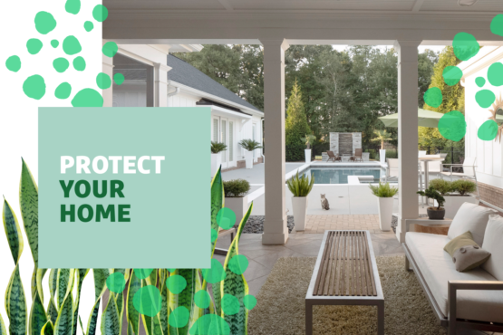 Home patio with "Protect Your Home" text overlayed