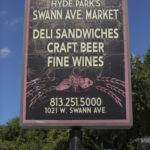 Business sign for deli sandwiches, craft beer and fine wines