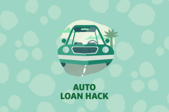 Graphic of a green car on a road with "Auto Loan Hack" text overlayed