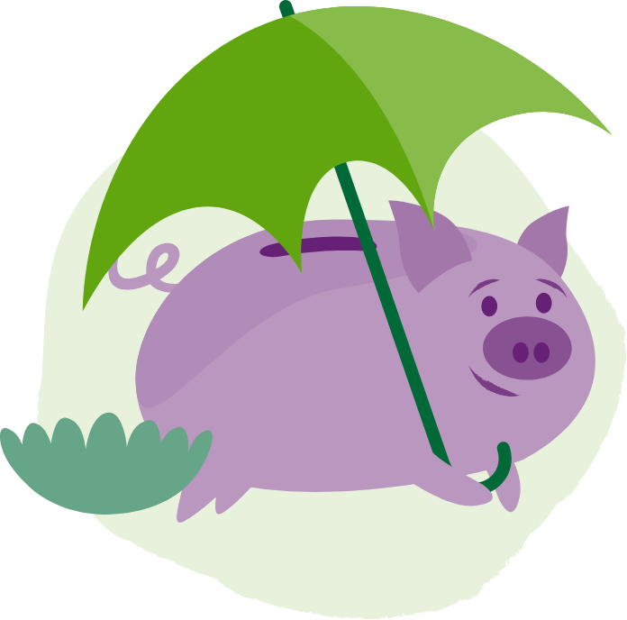 piggy bank with umbrella icon