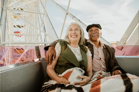 Senior couple on Ferris wheel